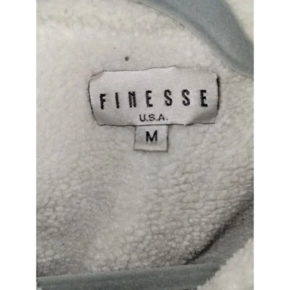 Finesse‎ Corduroy Sherpa Beige Snap Short Jacket Size Medium 90s Y2k Retro - Picture 2 of 16